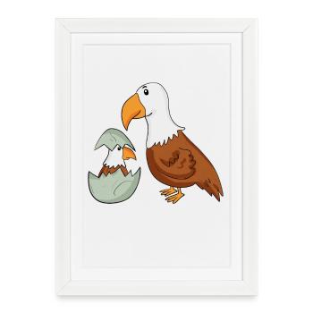 Eagle with Baby Eagle - Framed poster (27 × 37 cm) - white - Front
