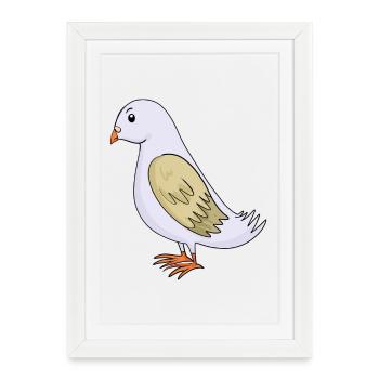 Colombe - Affiche encadrée (27 × 37 cm) - blanc - Devant