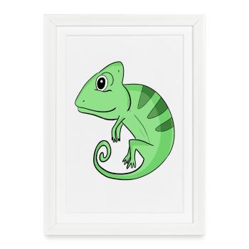 Caméléon - Affiche encadrée (27 × 37 cm) - blanc - Devant