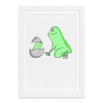 Grenouille avec bébé grenouille - Affiche encadrée (27 × 37 cm) - blanc - Devant