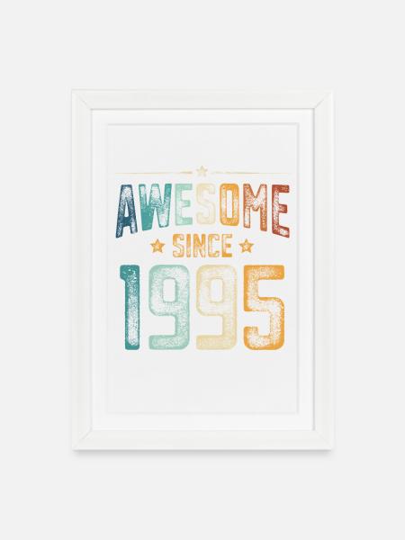 1995 Geboren Geburtstag Geburtsjahr - Gerahmtes Poster (27 × 37 cm) - Weiß
