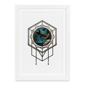 Awesome steampunk hammerhead shark - Framed poster (27 × 37 cm) - white - Front