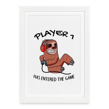 First Baby Player 1 Pregnant Baby Sloth - Framed poster (27 × 37 cm) - white - Front