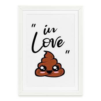 caca kawaii - Affiche encadrée (27 × 37 cm) - blanc - Devant