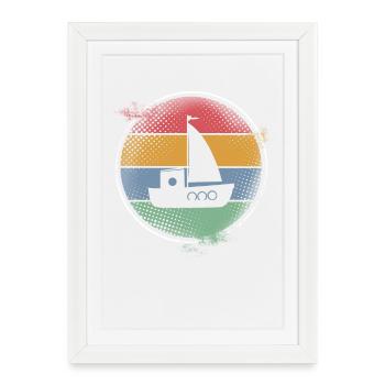 Voilier Sailor Sailing Kids Motif - Affiche encadrée (27 × 37 cm) - blanc - Devant