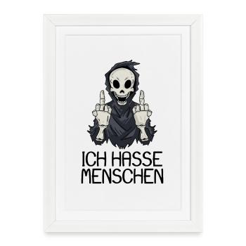 Ich hasse Menschen - Gerahmtes Poster (27 × 37 cm) - Weiß - Vorne