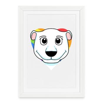 LGBT Animal Ours polaire Rainbow Heart - Affiche encadrée (27 × 37 cm) - blanc - Devant