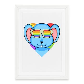 LGBT Animal Souris Arc-en-ciel - Affiche encadrée (27 × 37 cm) - blanc - Devant