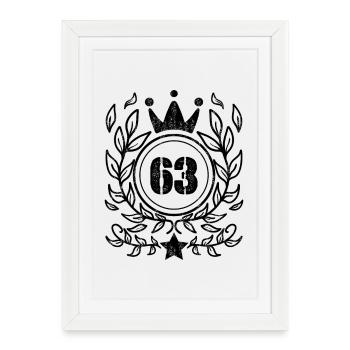 63 - Born year Year of birth 1963 - Framed poster (27 × 37 cm) - white - Front