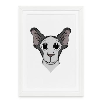 Oriental Shorthair Head Cat Propriétaire de chat - Affiche encadrée (27 × 37 cm) - blanc - Devant