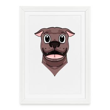 Propriétaire de chien American Terrier Head - Affiche encadrée (27 × 37 cm) - blanc - Devant
