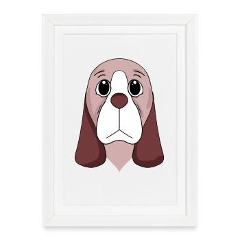 Chiens de race Basset Hound - Affiche encadrée (27 × 37 cm) - blanc - Devant