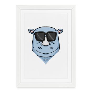 cool rhino - Framed poster (27 × 37 cm) - white - Front