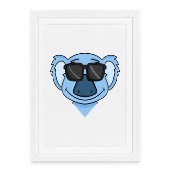 Koala avec lunettes - Affiche encadrée (27 × 37 cm) - blanc - Devant