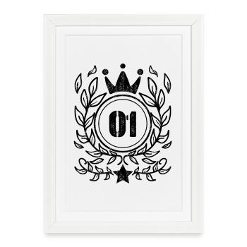 Couronne de 1 an - 1 anniversaire - Affiche encadrée (27 × 37 cm) - blanc - Devant