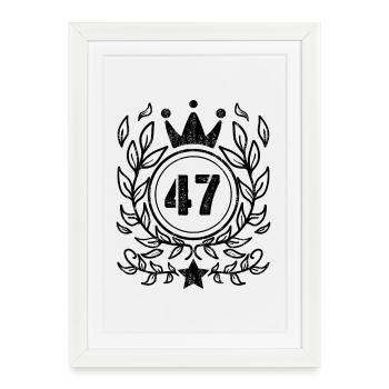 47 - Born year Year of birth 1947 - Framed poster (27 × 37 cm) - white - Front