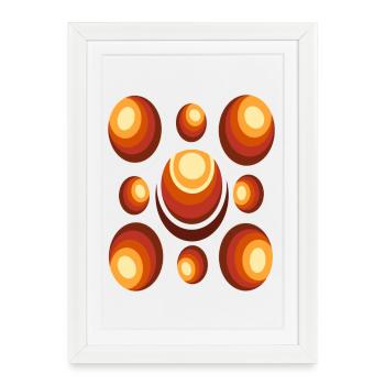 70s Wallpaper Pattern Retro Circle Pattern - Affiche encadrée (27 × 37 cm) - blanc - Devant