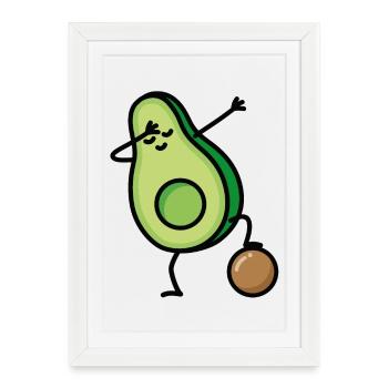 Dabbing Avocat Joueur de football Keto Diët - Affiche encadrée (27 × 37 cm) - blanc - Devant