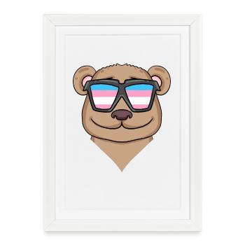 Cadeau transgenre transsexuel d’ours brun - Affiche encadrée (27 × 37 cm) - blanc - Devant