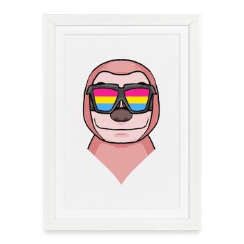 Pansexual sloth - sloth with glasses - Framed poster (27 × 37 cm) - white - Front