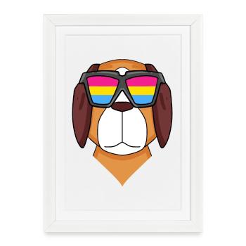 Chien Pansexuel St. Bernard - Chien avec lunettes - Affiche encadrée (27 × 37 cm) - blanc - Devant
