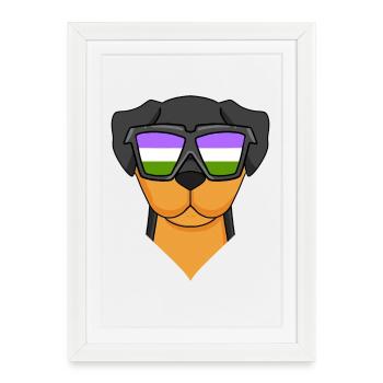 Genderqueer Lgbt Dog Rottweiler - Framed poster (27 × 37 cm) - white - Front
