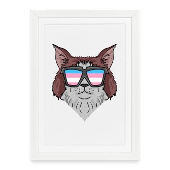 Transgenre Transsexuel Maine Coon Cat Cadeau - Affiche encadrée (27 × 37 cm) - blanc - Devant
