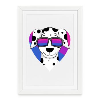 Chien dalmate bisexuel - chien avec lunettes - Affiche encadrée (27 × 37 cm) - blanc - Devant