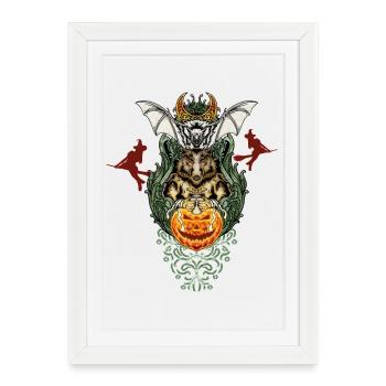 Design d’Halloween amusant - Affiche encadrée (27 × 37 cm) - blanc - Devant