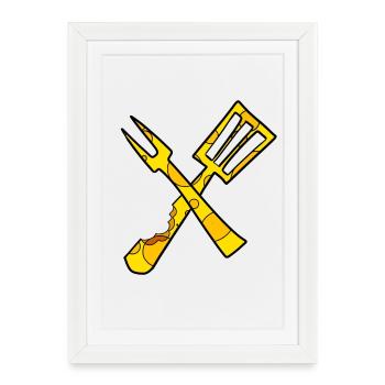 Cuisinier au fromage - Affiche encadrée (27 × 37 cm) - blanc - Devant