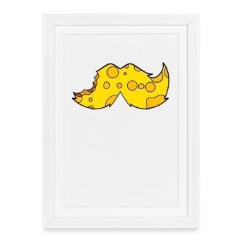 Barbe à moustache au fromage - Affiche encadrée (27 × 37 cm) - blanc - Devant