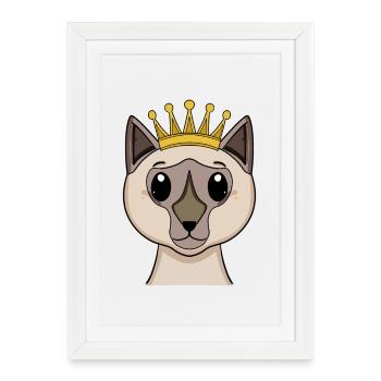 Cat with crown - Siamese cat with crown - Framed poster (27 × 37 cm) - white - Front