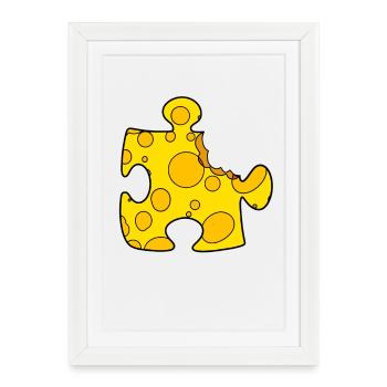 Puzzle de fromage - Affiche encadrée (27 × 37 cm) - blanc - Devant