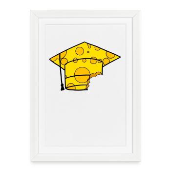 Casquette de diplômé - Affiche encadrée (27 × 37 cm) - blanc - Devant
