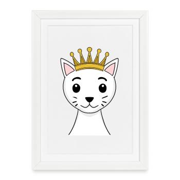 Cat with crown - Turkish Angora with crown - Framed poster (27 × 37 cm) - white - Front