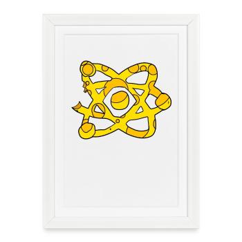 Atom Cheese Symbol Science Scientific - Framed poster (27 × 37 cm) - white - Front