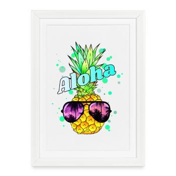 ananas frais Aloha - Affiche encadrée (27 × 37 cm) - blanc - Devant
