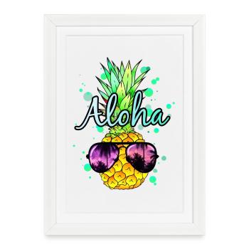 Ananas Aloha - Affiche encadrée (27 × 37 cm) - blanc - Devant