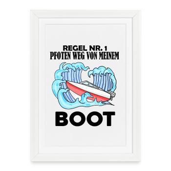 Motorboot Kapitän Boot Boote Seefahrt Geschenk - Gerahmtes Poster (27 × 37 cm) - Weiß - Vorne
