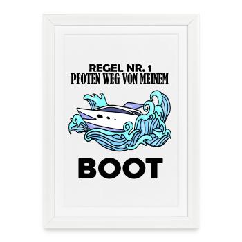 Motorboot Kapitän Boot Boote Seefahrt - Gerahmtes Poster (27 × 37 cm) - Weiß - Vorne