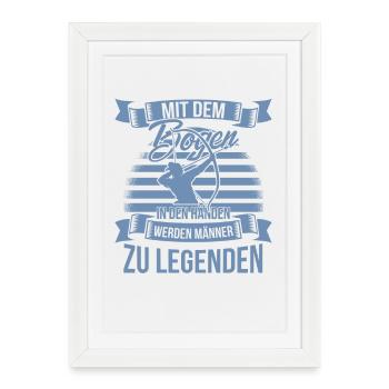 Bogenschiessen mit dem Bogen in den Händen - Gerahmtes Poster (27 × 37 cm) - Weiß - Vorne