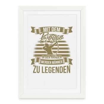 Bogenschiessen mit dem Bogen in den Händen - Gerahmtes Poster (27 × 37 cm) - Weiß - Vorne