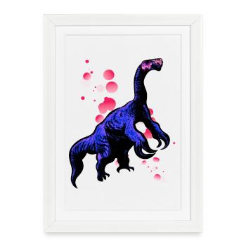 Therizinosaurus avec des lunettes de soleil fraîches - Affiche encadrée (27 × 37 cm) - blanc - Devant