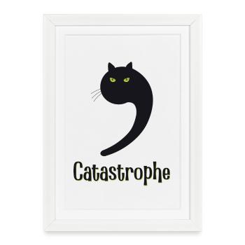 Catastrophe Cat Cats Disaster - Affiche encadrée (27 × 37 cm) - blanc - Devant