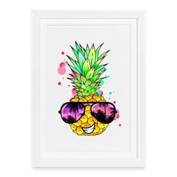 Pineapple cool colorful tangy - Framed poster (27 × 37 cm) - white - Front