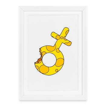 Symbole de Vénus dans la pose du symbole de Mars - Affiche encadrée (27 × 37 cm) - blanc - Devant