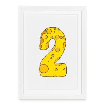 Number 2 Digit Cheese - Framed poster (27 × 37 cm) - white - Front