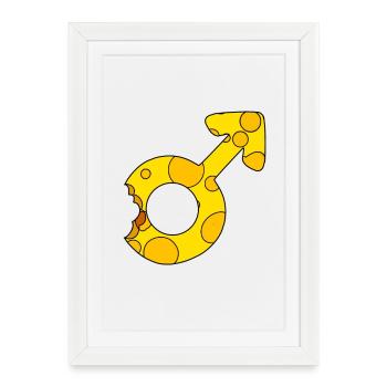 Sexe masculin - Symbole de Mars - Affiche encadrée (27 × 37 cm) - blanc - Devant