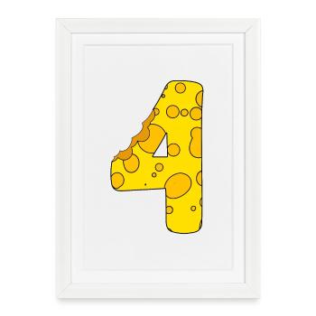 Number 4 Digit Cheese - Framed poster (27 × 37 cm) - white - Front