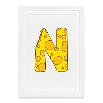 Lettre N - Affiche encadrée (27 × 37 cm) - blanc - Devant